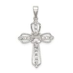 Sterling Silver Rhodium-plated CZ Cross Pendant - Image 4