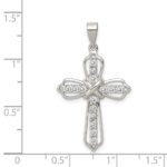 Sterling Silver Rhodium-plated CZ Cross Pendant - Image 3