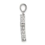 Sterling Silver Rhodium-plated CZ Cross Pendant - Image 2