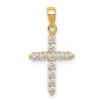 Sterling Silver Gold-tone CZ Cross Pendant