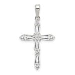 Sterling Silver Rhodium-plated CZ Cross Pendant