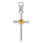 Sterling Silver Rhodium-platedCitrine Cross Pendant