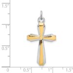 Sterling Silver Platinum-plated & 18k Gold-plated Cross Pendant - Image 4
