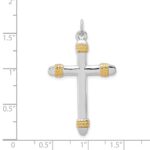 Sterling Silver Platinum-plated & 18k Gold-plated Rope Cross Pendant - Image 4