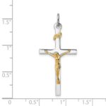 Sterling Silver Platinum-plated & 18k Gold-plated Crucifix Pendant - Image 4