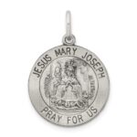 Sterling Silver Antiqued Holy Family Medal