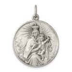 Sterling Silver Antiqued Our Lady of the Holy Scapular Medal