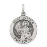 Sterling Silver Antiqued Saint Matthew Medal