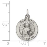 Sterling Silver Antiqued Saint Peter Medal - Image 3