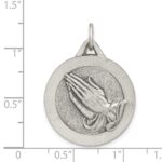 Sterling Silver Antiqued Praying Hands Pendant - Image 3