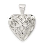 Sterling Silver Filigree Floral Heart Pendant - Image 3