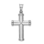 Sterling Silver Rhodium-plated Hollow Reversible Cross Pendant - Image 4
