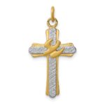 Sterling Silver Platinum-plated & 18k Gold-plated Dove (Satin) Cross Charm