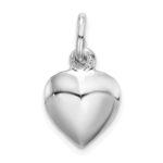 Sterling Silver Rhodium-plated Puffed Heart Charm - Image 3