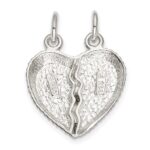 Sterling Silver Best Friend 2-piece Break apart Heart Charm - Image 4