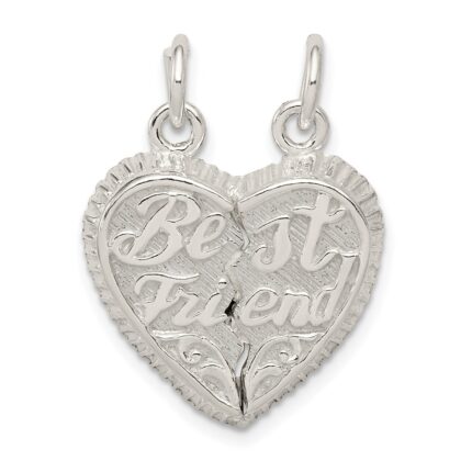 Sterling Silver Best Friend 2-piece Break apart Heart Charm