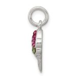 Sterling Silver Pink and Green Stellux Crystal Ice Cream Cone Charm - Image 2