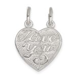 Sterling Silver I Love You 2-piece break apart Heart Charm
