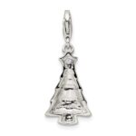 Sterling Silver RH-plated CZ & Enameled Christmas Tree Charm - Image 4