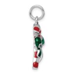 Sterling Silver Rhodium-platedEnamel Candy Cane Charm - Image 2