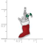Sterling Silver Rhodium-platedEnamel Stocking Charm - Image 4