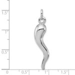 Sterling Silver Rhodium-plated Italian Horn Pendant - Image 4