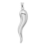 Sterling Silver Rhodium-plated Italian Horn Pendant - Image 3