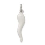 Sterling Silver White Enamel Italian Horn Pendant - Image 4