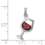 Sterling Silver Rhodium-plated Red CZ Wine Glass Charm - Image 4