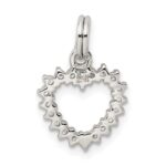 Sterling Silver Rhodium-plated CZ Heart Charm - Image 4