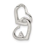 Sterling Silver Rhodium-plated CZ Hearts Pendant - Image 4