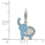 Sterling Silver Rhodium-plated Blue Enameled Elephant Charm - Image 3