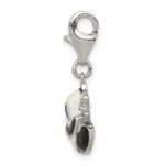 Sterling Silver Rhodium-plated CZ Enamel Panda Charm with Lobster Clasp - Image 2