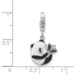 Sterling Silver Rhodium-plated CZ Enamel Panda Charm with Lobster Clasp - Image 3
