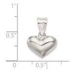 Sterling Silver Rhodium-plated Puffed Heart Charm - Image 4
