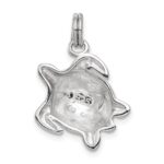 Sterling Silver Rhodium-plated Green Enamel Polished Turtle Charm - Image 3
