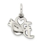Sterling Silver Antiqued I Love Dance Charm - Image 4