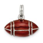 Sterling Silver Rhodium-plated and Brown Enameled 3D Football Charm - Image 4