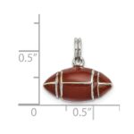 Sterling Silver Rhodium-plated and Brown Enameled 3D Football Charm - Image 3