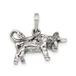 Sterling Silver Antiqued Taurus Zodiac Pendant - Image 4