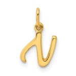 Sterling Silver Gold-tone Polished Letter N Initial Charm