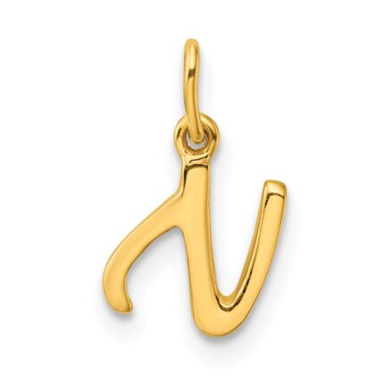 Sterling Silver Gold-tone Polished Letter N Initial Charm