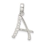 Sterling Silver CZ Letter A Initial Pendant - Image 4