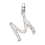 Sterling Silver CZ Letter M Initial Pendant - Image 3