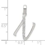 Sterling Silver CZ Letter N Initial Pendant - Image 4