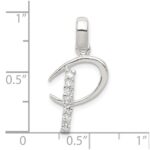 Sterling Silver CZ Letter P Initial Pendant - Image 4