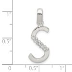 Sterling Silver CZ Letter S Initial Pendant - Image 4
