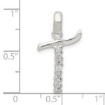 Sterling Silver CZ Letter T Initial Pendant - Image 4