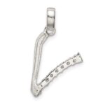 Sterling Silver CZ Letter V Initial Pendant - Image 3