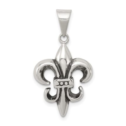 Sterling Silver Antiqued Fleur De lis Pendant